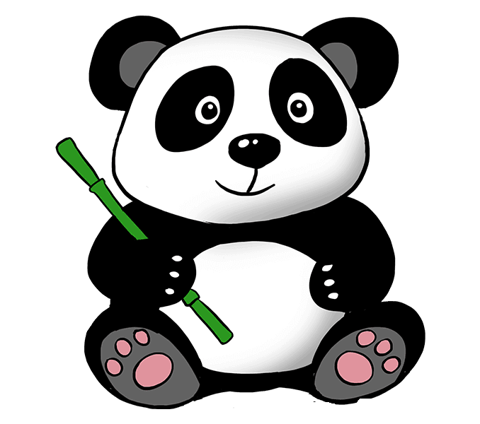 Como desenhar: Panda com o nº 8 > Aula de Aulas de Desenhos