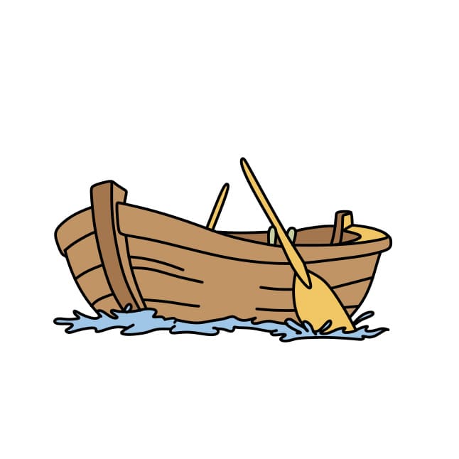 Estilo plano dos desenhos animados desenhando um barco de