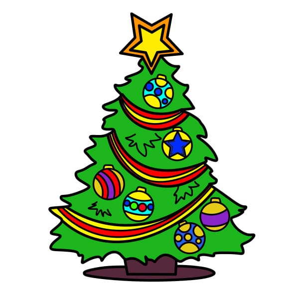 Desenhos de Árvore Natal - Como desenhar Árvore Natal passo a passo