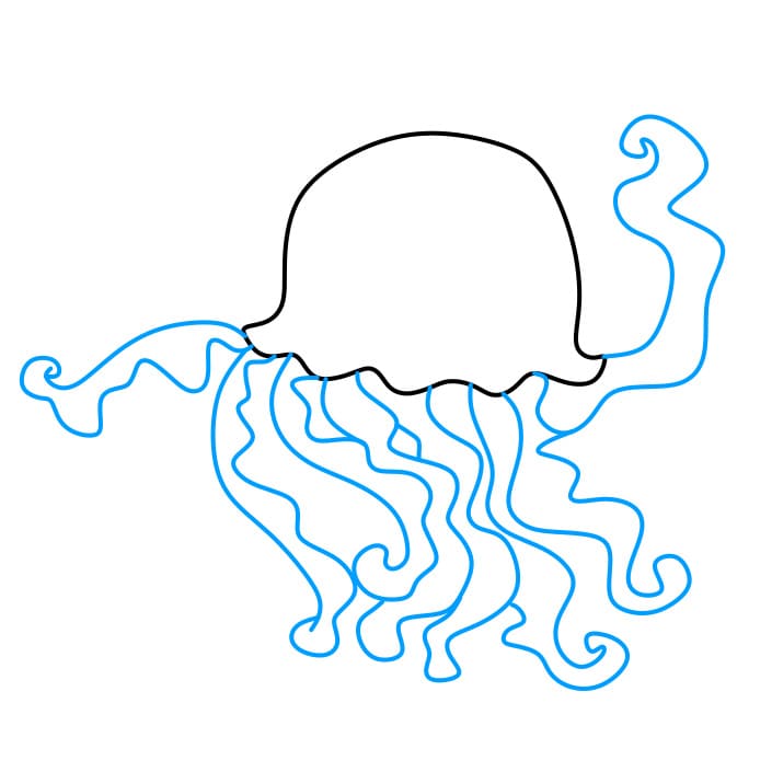 como desenhar uma água-viva fofa passo a passo. coleção de